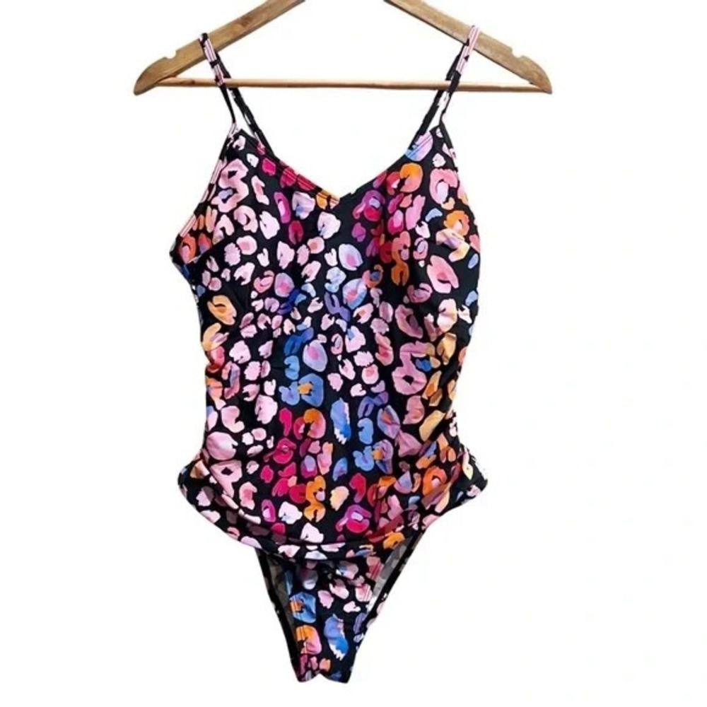 Cupshe Women's Bathing Suit Large Pink‎ Leopard One Piece Swimsuit NWT